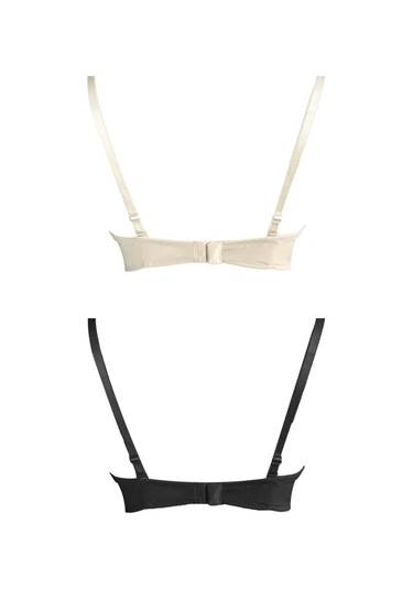 Balenli Toparlayıcı Dolgusuz Straplez Lotus Sütyen 2'li Paket-2 Çok Renkli