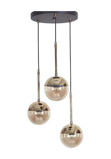 Nova 3 Lü Gold-siyah Metal Gövde Bal Rengi Camlı Tasarım Lüx ... Gold