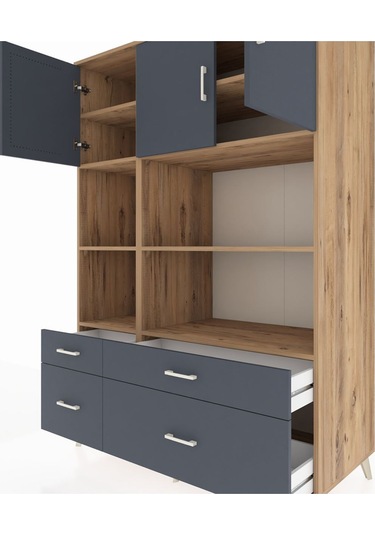 Kronos Dolap 8 Raflı 4 Çekmeceli 3 Kapaklı 132x59x195 Çam-antrasit/antrasit Antrasıt/antrasıt Kronos Dolap 8 Raflı 4 Çekmeceli 3 Kapaklı 132x59x195 Çam-antrasit/antrasit Antrasıt/antrasıt