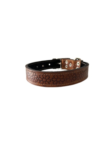 Ln Leather Gerçek Deri Orta Irk Vaketa Deri Köpek Tasması Taba 2.5 x 55 CM Taba