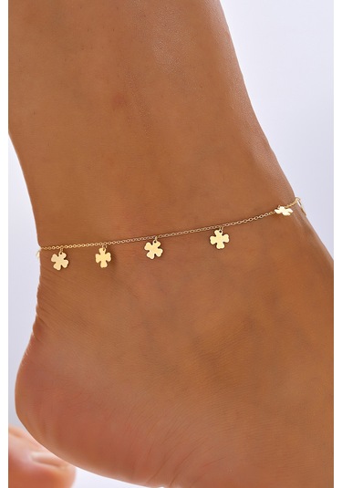 14 Ayar Altın Halhal Yonca Sallantılı Halhal - Mmhl -55004 Sarı Altın