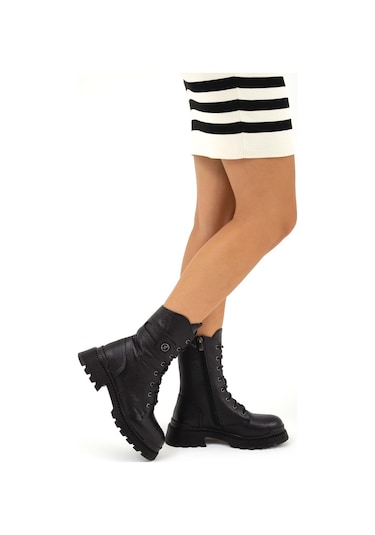 Tamer Tanca Kadın Hakiki Deri Siyah Floter Casual Bot 922 23k10024 Bn Bot Sk22/23 Sıyah Floter Siyah