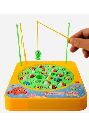 Pilli Balık Tutma Oyunu 24 Balık 4 Oltalı Müzikli Kırmızı Balık