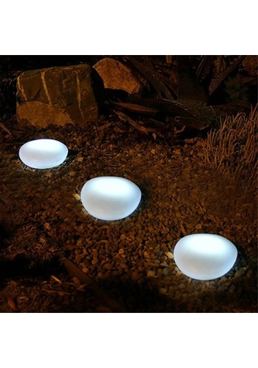 Besthome1 Çakıl Şekilli Güneş Enerjili Bahçe Lambası - Ip55 Su Geçirmez, 8 Saat Aydınlatma, Led Beyaz, Ev Bahçe Dekorasyonu Bey Beyaz