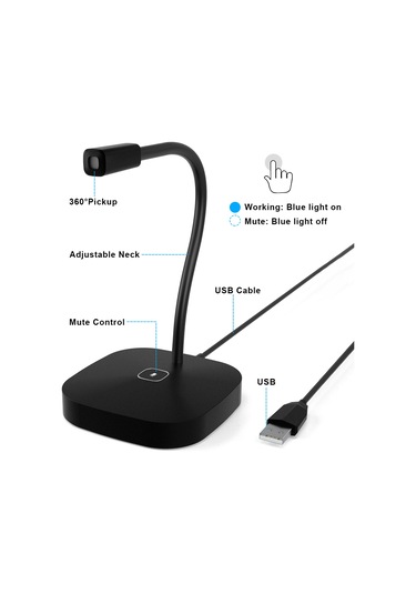 Singree Usb Bilgisayar Mikrofonu - 360 Yönlendirilebilir, Dokunmatik Sessiz Düğmeli, Pc/laptop İçin Plug & Play
