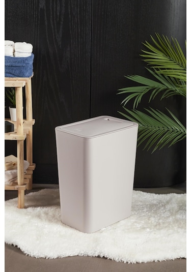 Perotti Taupe Kahverengi Molly 12 Litre Click Çöp Kovası Beyaz