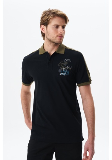Arma Erkek Regular Fit Baskılı % 100 Pamuk Pike Polo Yaka Tişört Y29374356002 Siyah