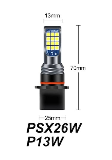 P13w Çift Renk Led Ampul 2adet Beyaz - Buz Mavi
