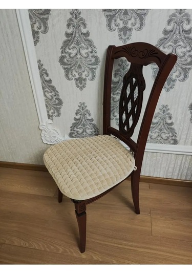 Burush Bağcıklı Kürklü Sandalye Minderi 50x50cm 143567542 Bej Açık
