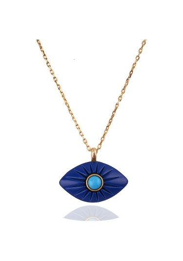 Masaliko Göz Gümüş Kolye Ms3268, 925 Ayar Kadın Gümüş Kolye, Altın Kaplama Altın