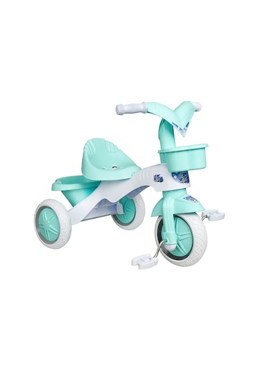 Kitty Üç Tekerlekli Bisiklet Çocuk Bisikleti 3 Teker Bisiklet 1-3-5 Yaş Plastik Motor İlk Bisiklet Sepetli mavi