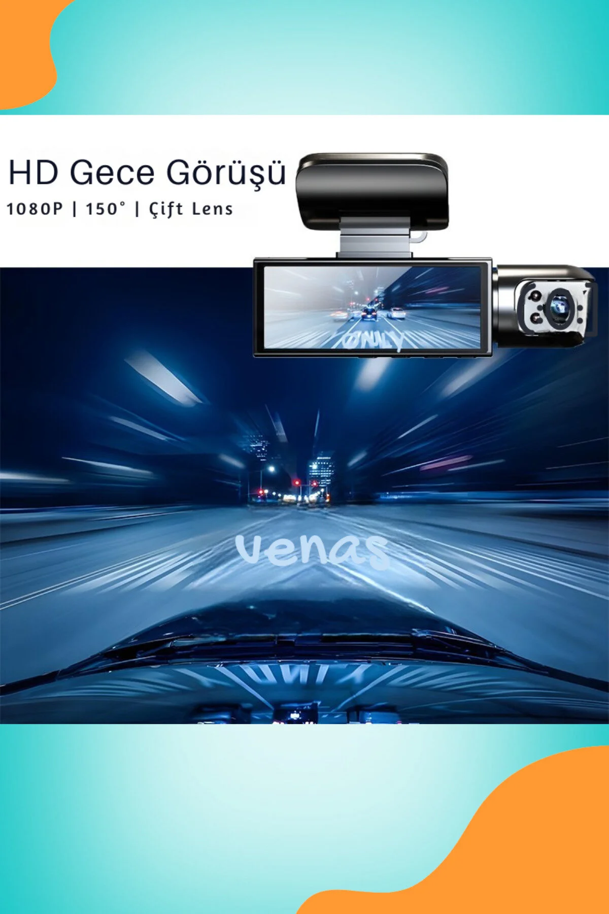 Geniş Açı 1080p Full Hd 3 Kameralı Wifi Hafıza Kartına Kayıtlı Araç Kamerası