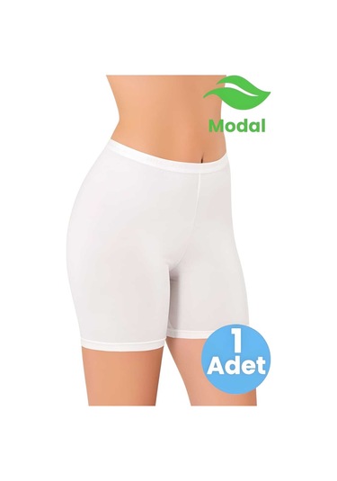 Tezzgelsin Kadın Modal Kumaş Jakarlı Kısa Tayt Şort Beyaz