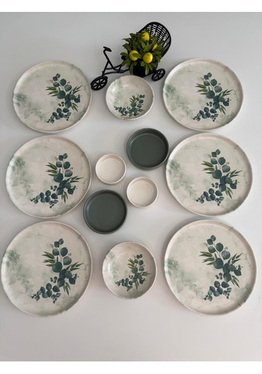 Takım Kahvaltı Okaliptus 12 Parça 6 Kişilik Mat Yeşil