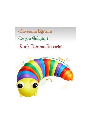 Söktak Eğlenceli Stres Ve Anksiyete Giderici Montessori Renkli Tırtıl Eğitici Oyuncak 1 Adet