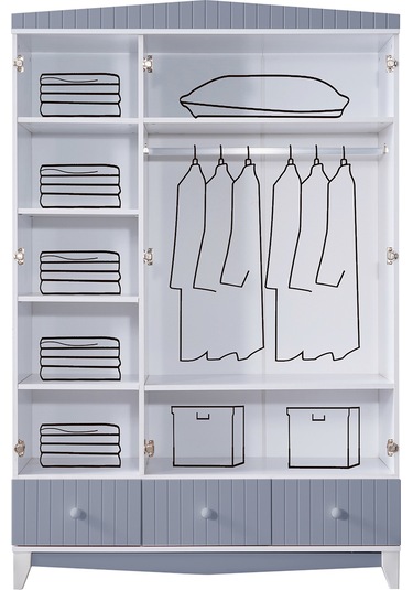 Bello Çocuk Odası Takımı, Bello Yavrulu Karyola, Fethiye 3 Kapaklı Dolap, Şifonyer - Gri Renkli Bello Çocuk Odası Takımı, Bello Yavrulu Karyola, Fethiye 3 Kapaklı Dolap, Şifonyer - Gri Renkli