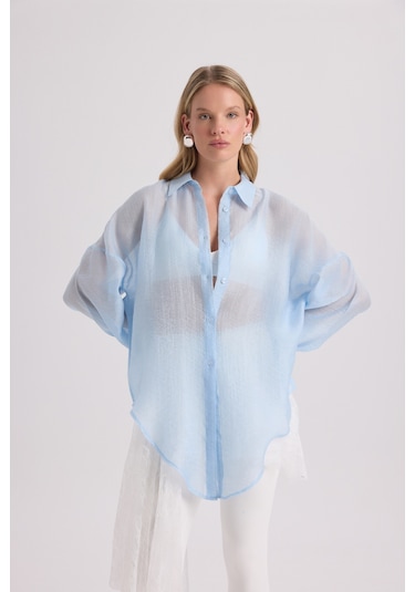 Mai Collection Mai Studios Co. Lyra Oversize Mavi Gömlek Mavı