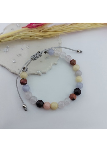 Vaoov Aşk Tılsımlı Doğal Taşlı Gümüş Bileklik