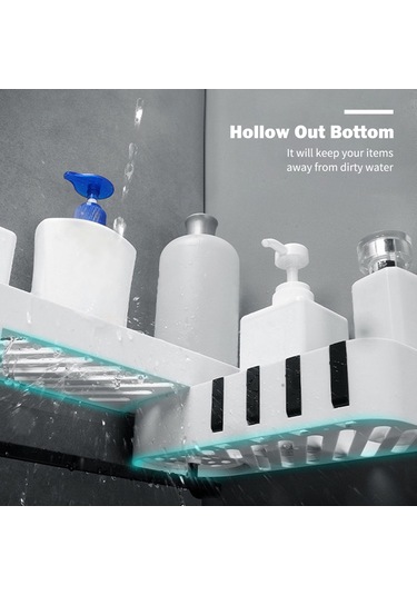 Hombey Duvar Monteli Dönerli 2 Katlı Depolama Rafı - Banyo/mutfak İçin Deliksiz Kurulum, Su Tüpü Ve Gizli Kanca Özellikli Plastik Organizer Beyaz - Siyah