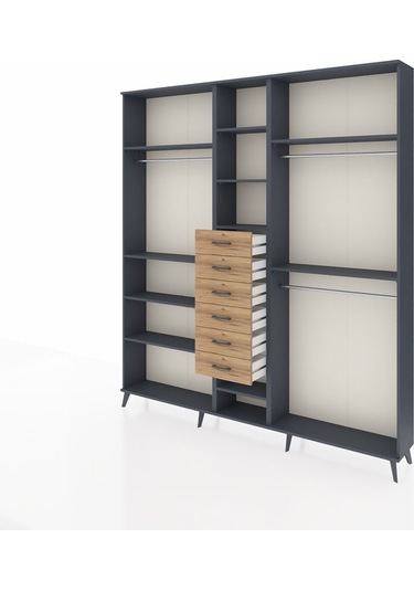 Arges Dolap 10 Raflı 6 Çekmeceli 3 Askılı 220x30x243 Antrasit-antrasit/çam Antrasıt/atlas Çam Arges Dolap 10 Raflı 6 Çekmeceli 3 Askılı 220x30x243 Antrasit-antrasit/çam Antrasıt/atlas Çam