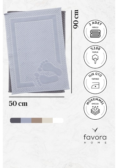 Leoline %100 Pamuk Premium 2'li Ayak Havlusu - Gri - Antrasit Gri - Antrasit