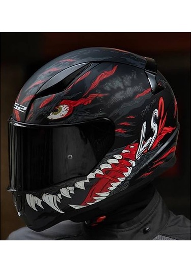 Ls2 Rapıd 2 Kaıju Kapalı Motosiklet Kaskı Siyah Camlı Siyah - Kırmızı