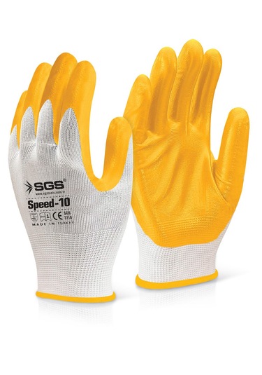 Sgs Nitril Kaplama Örme Eldiven Sarı Speed-10 5 Çift