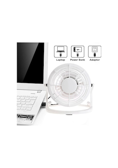 Masaüstü Usb Fan - Taşınabilir Usb Vantilatör - Plastik - Beyaz