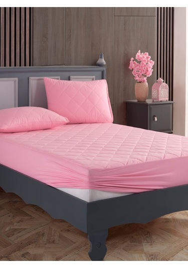 Tek Kişilik Alez Seti %100 Pamuk Kapitone Su Sıvı Geçirmez Yatak Yastık Alezi Yatak Yastık Koruyucu Pembe