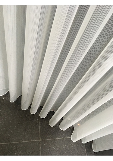 Perdefony Çizgili Düz Tül Perde