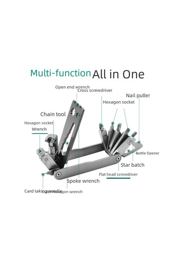 Yaozixa Stainless Steel Bisiklet Tamir Aleti - Çok Fonksiyonlu Taşınabilir Araç, Profesyonel Bakım İçin Kompakt Tasarım Sadece Oxford Çanta Çok Renkli