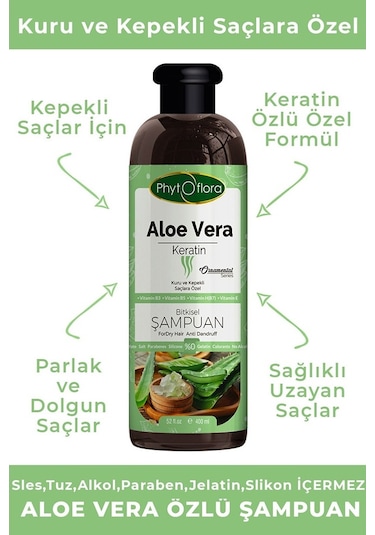Phytoflora Tuzsuz Aloe Vera ve Keratinli Şampuan 400 ML