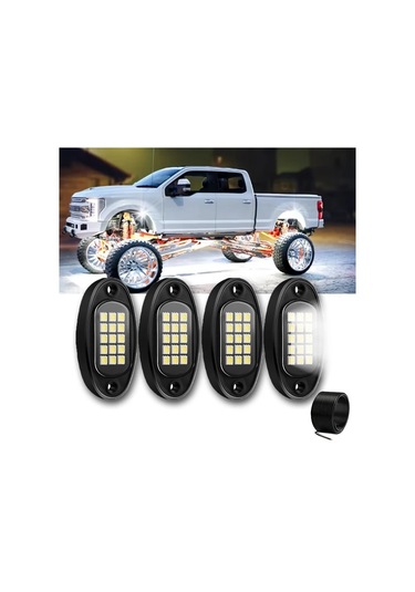 Xuweiwei 8 Pods Araç Led Işıkları Rock Işıkları 6000k Beyaz Led Araç Altı Aydınlatma Suv Kamyon Motosiklet Atv Utv Pickups Off Road