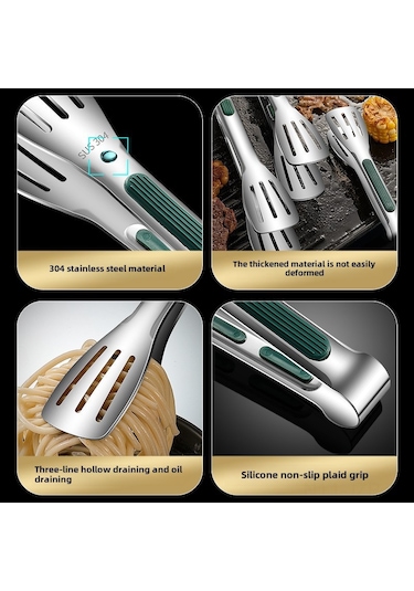 Geeroyoo Ticari Kaliteli 304 Paslanmaz Çelik Gıda Klasması - Kore Stili Barbekü, Izgara Ve Biftek Kullanıma Uygun Üç Çizgili Orta Boy Klasma