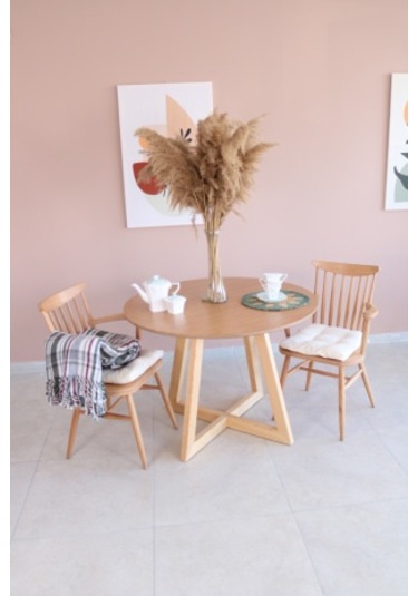 BAMBU -ÇAM  Renk  Yuvarlak Yemek Masası, Modern BAMBU MDF  Yemek