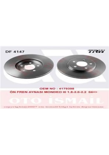 TRW DF4147 FREN DİSKİ ÖN MONDEO III 00- / X-TYPE 01- HAVALI 300mm