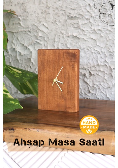 El Yapımı Ihlamur Ağacı Ahşap Dekoratif Masa Saati