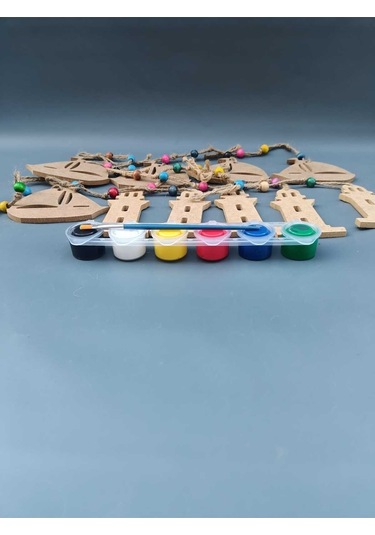 Na Neşeli Ahşap İpli Sarkaç Takımı Oda , Kapı , Duvar , Balkon , Bahçe ,yazlık Süsü. Okul Etkinlik ,ham Ahşap Boyama Model 10lusarkaçset3