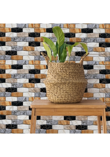 Reedark Mutfak Dolapları Mobilyalar İçin 3d Renkli Tuğla Desenli Pvc Otostik Duvar Kağıdı - Eski Mobilyaları Yenileme, Yağ Gözetme Sticker 10 Adet Diğer