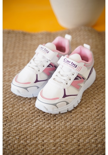 D0130 Cırtlı Çocuk Unisex Sneaker Spor Ayakkabı Pembe