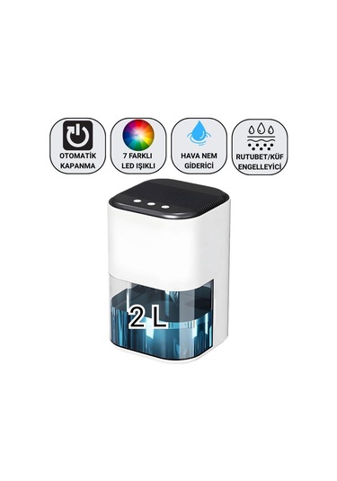 Coofbe 2000ml Işıklı Banyo Mutfak Dolap Nem Alma Cihazı Mantar Rutubet Nem Küf Önleyici Dehumidifer Beyaz