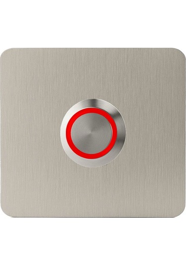 Lockway Z402k Paslanmaz 304 Kare Zil Butonu 60x60mm Kırmızı Led
