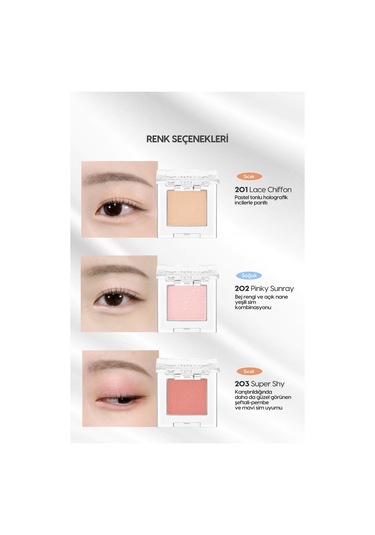 Uzun Süre Kalıcı Kolay Uygulanan Işıltılı Tekli Far Modern Shadow Shimmer 202 Pinky Sunray 202