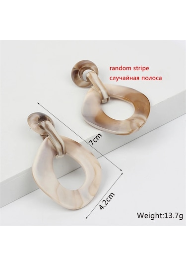 Guangtuo Akrilik Kadın Dangle Küpe - Hollow Geometrik Desenli Leopar Şerit Kolye Mavi Çinko Kaplama