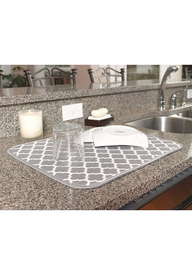 Vkemall Beyaz Örgü Desenli Çift Taraflı Mikrofiber Mutfak Kurulama Bezi, 18x24 İnç Beyaz