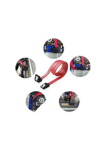40 cm Sata Data Kablo - 90 Derece - Metal Klips - 5 Adet