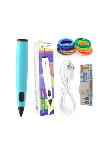 Teltree Myriwell Rp-300b Mavi 3d Yazıcı Kalemi - 10 Renk Pcl Filament + 10 Resim Kitabı, Çocuklar İçin Güvenli, Kreativite Geliştirici