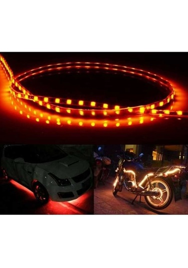 Wondernest Pcs Akış Stili 45 Led 3528 Smd Su Geçirmez Esnek Araba Şerit Işığı, 12v, 90cm Sarı, Araba Dekor Sarı Işık