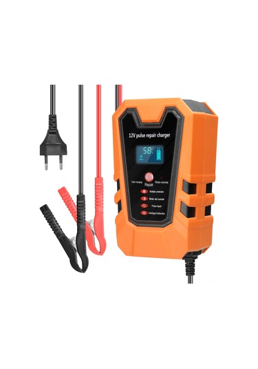 Neevoyu 12v 6a Akıllı Akü Şarj Cihazı, Lcd Ekranlı, Otomatik Durdurma, Sıcaklık Kontrolü, Araba-motosiklet, Avrupa Standartı, Turuncu