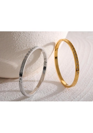 Novahub Altın 60mm Moda Döküm Bileklik Kadınlar İçin Kübik Zirkonya 18k Pvd Kaplama Kadın Bilezik Trendy Takı Altın